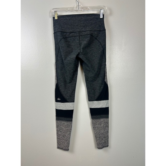 Alo Yoga Alosoft Momentum Leggings Small High Waist Colorblock Gray Black White - Picture 2 of 5